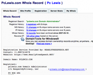 DomainTools whois report for pclewis.com